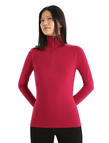 Base Layers Icebreaker Merino 260 Tech Long Sleeve Half Zip Thermal Top Femme Rose | FR 1913SGLO